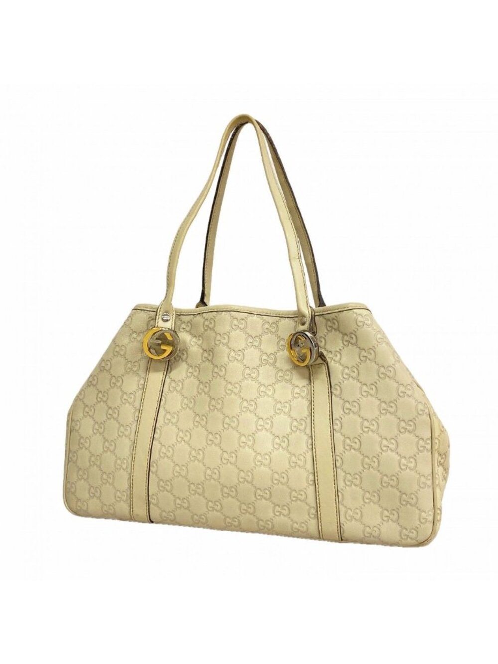 Gucci Tote Guccissima GG Twins Leather Beige Gold Silver